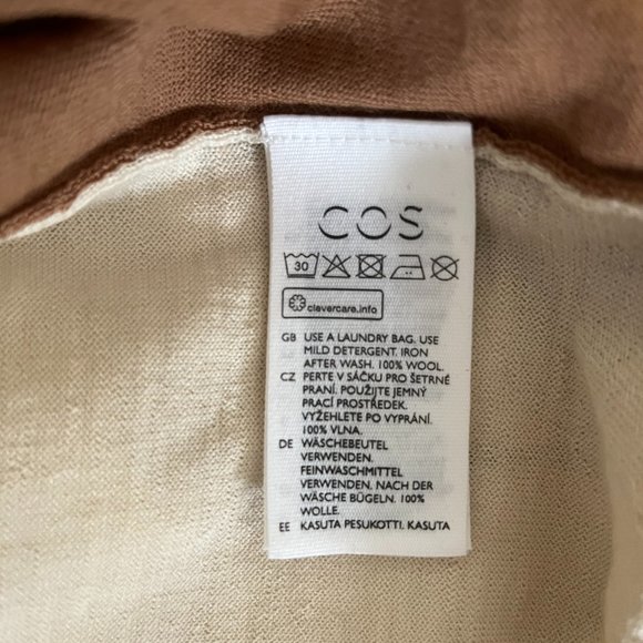 NEW with tags COS knit long sleeve polo shirt brown & beige men’s small rare - Picture 15 of 16